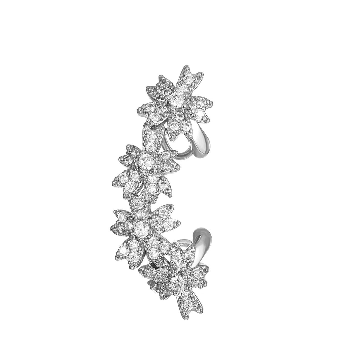 Flowers Affordable Luxury Fashion Design Diamond Ear Clip