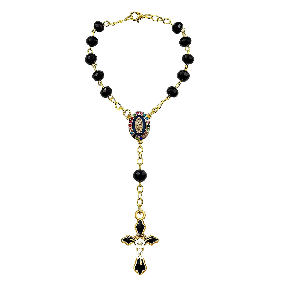 Women's & Men's Pink Crystal Diamond Triangle Cross Baptism Bracelet