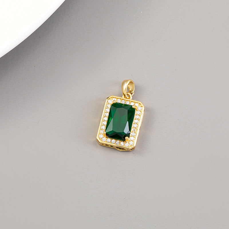 Cool Innovative Single Inlaid Square Gem Pendant