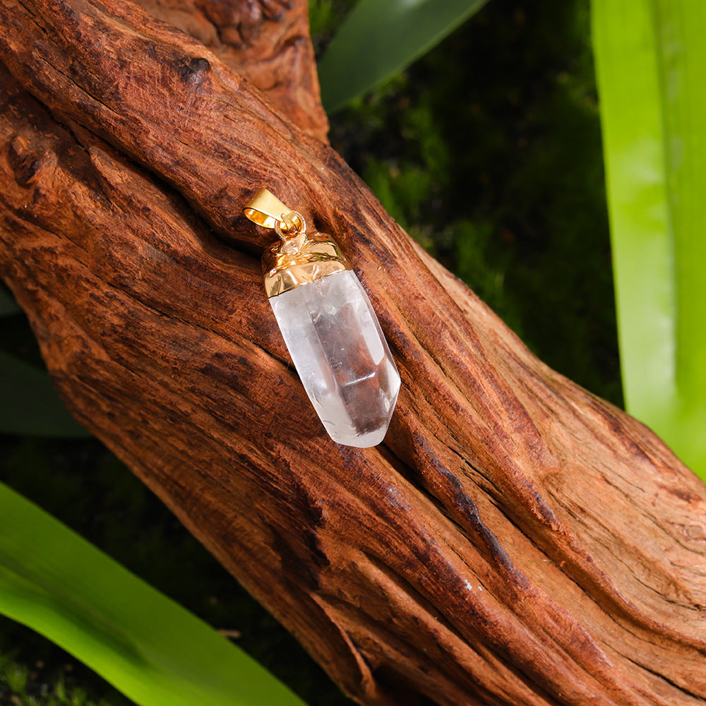 Natural Transparent Crystal Cluster Irregular Rough Stone Tower Sweet Cool Pendant