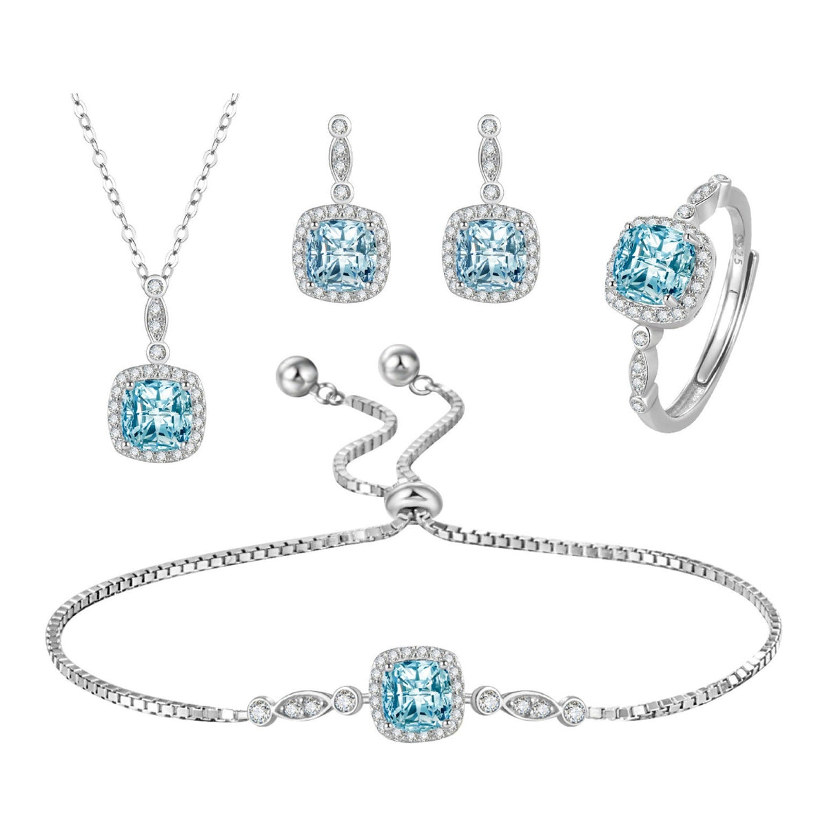 Sterling Sier Ocean Blue Star Ear Jewelry Set