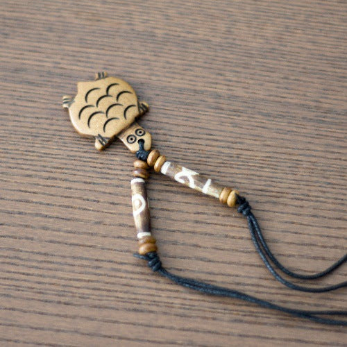 Nepal Yak Bone Hand Carved Six Pendant