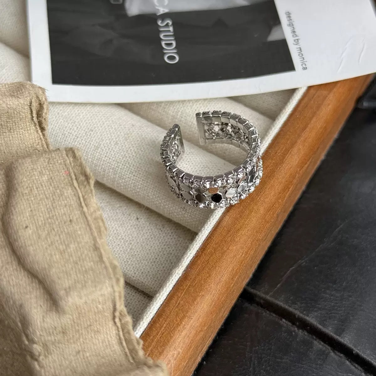 Women's Texture Collection Stylish Unique Temperament Twin Wear Rings