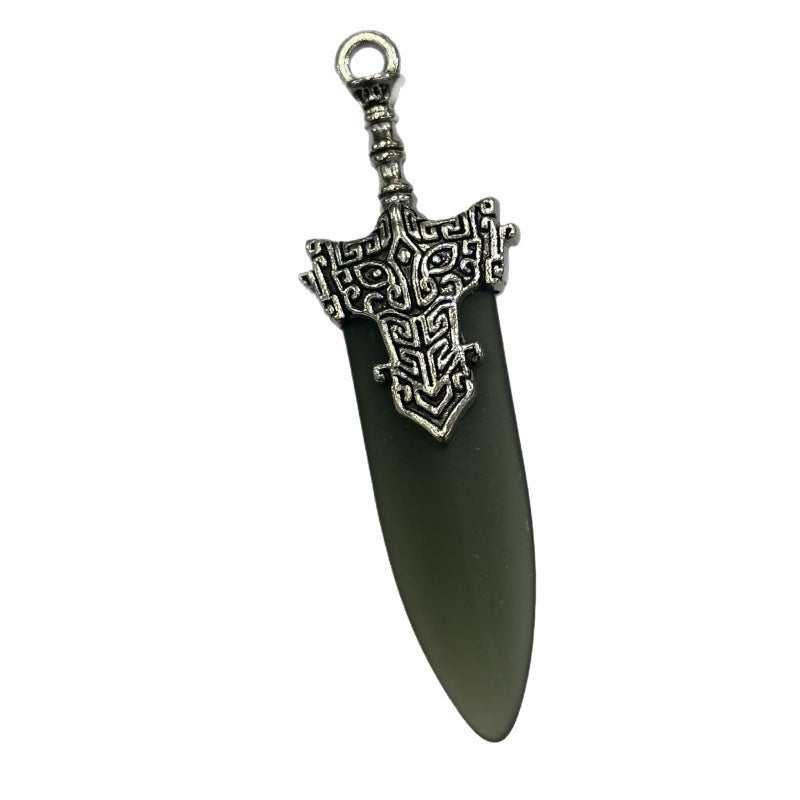Retro Sword Imitation Jade Gray Exquisite Pendant
