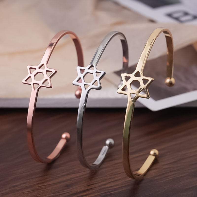 Six-pointed Star Open Metal Five-pointed Female Stall Bracelets