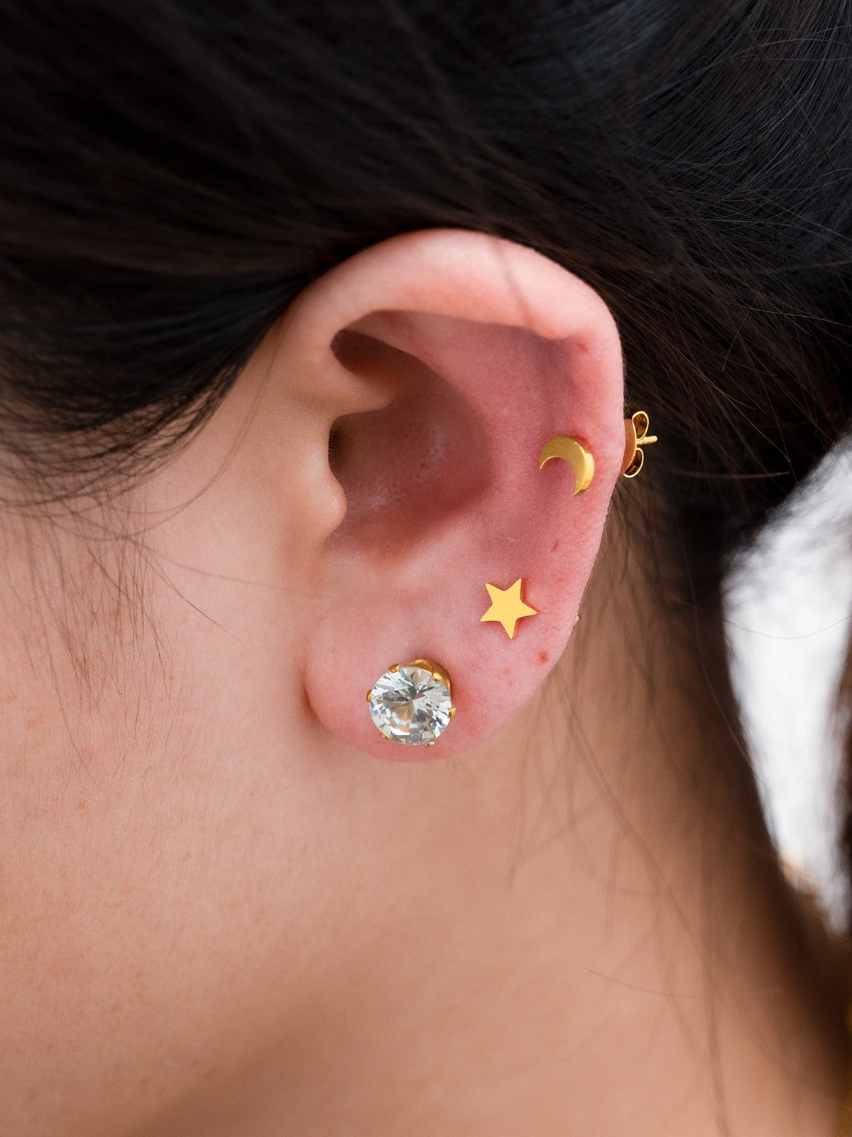 Women's Fashionable Simple Mini Gold-plated Stainless Steel Trending Stud Earrings