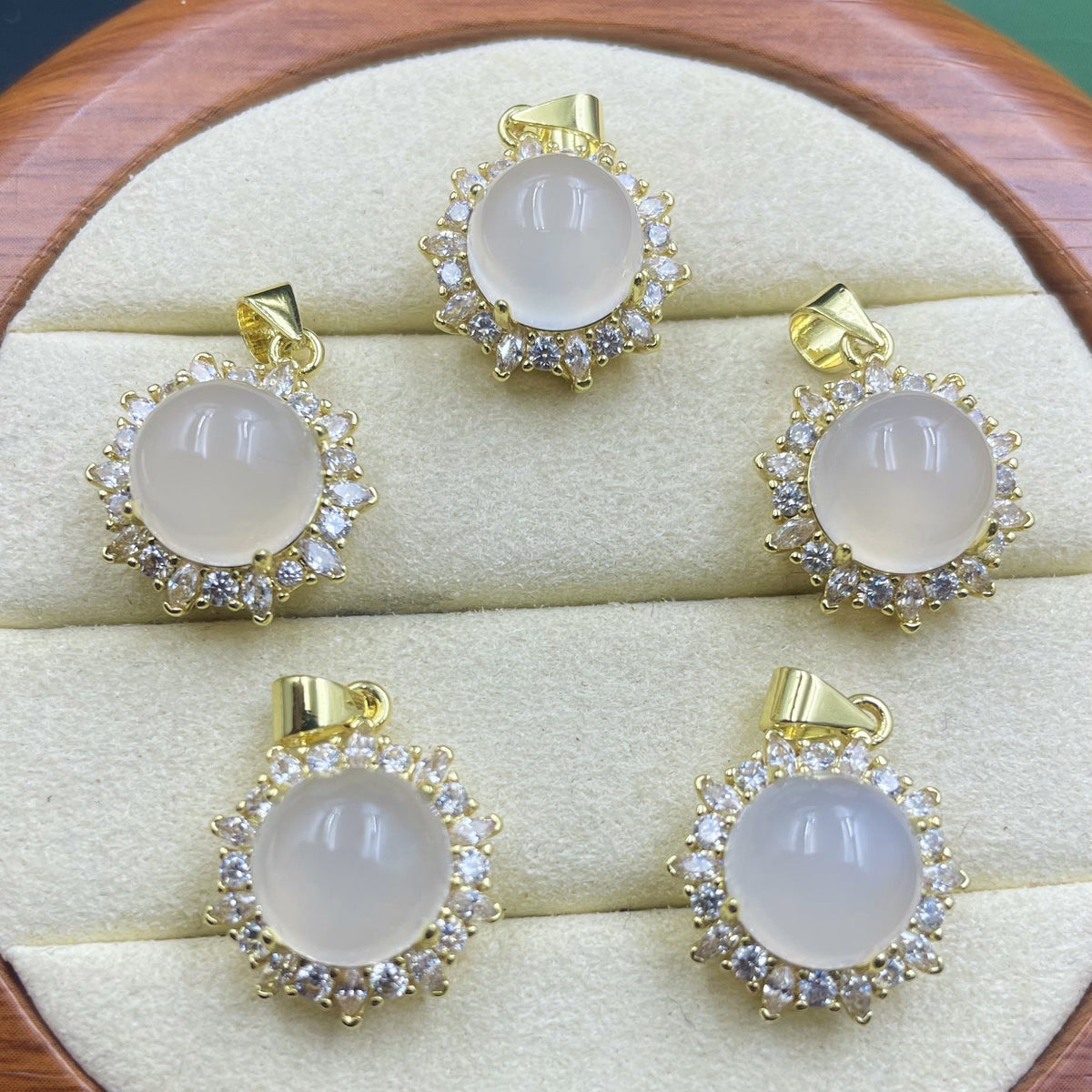 Natural Lychee Jelly White Chalcedony Sier Live Pendants