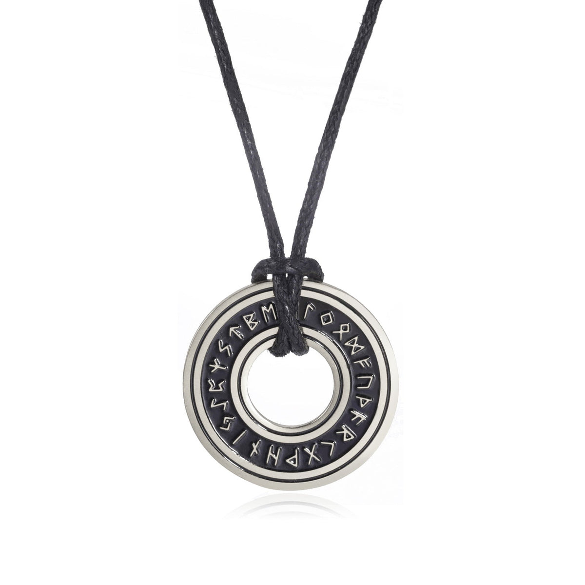 Retro Titanium Steel Cut Blackened Stainless Runic Letter Hollow Leather Necklaces