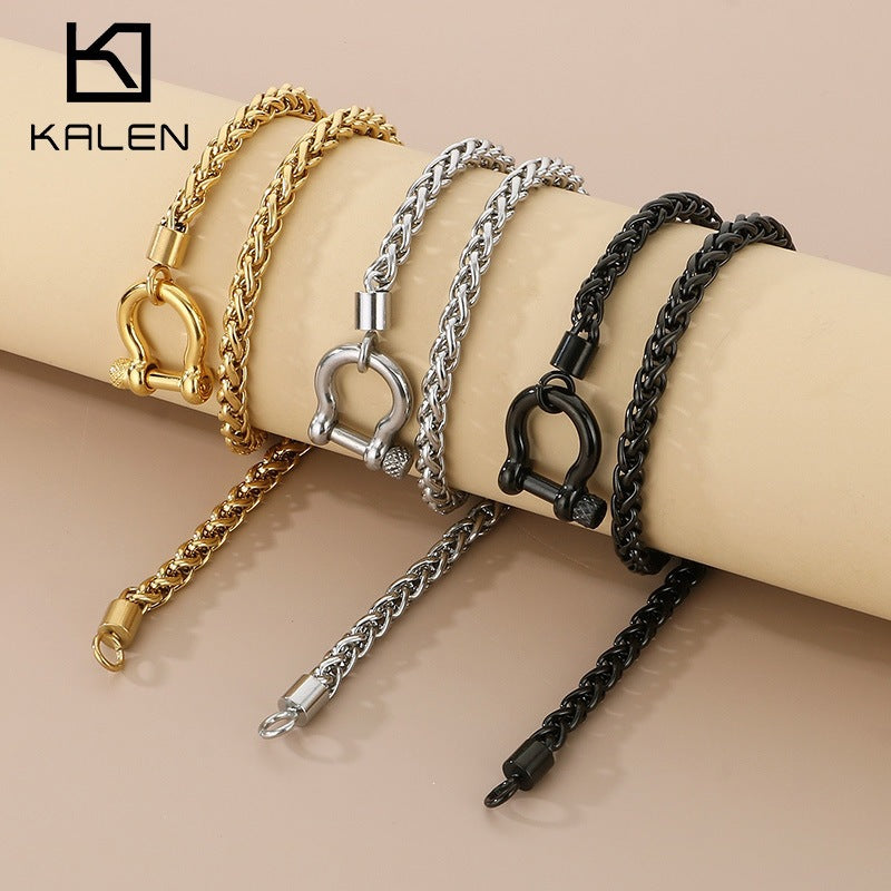 Women's Trendy Vachette Clasp Keel Chain Stainless Necklaces