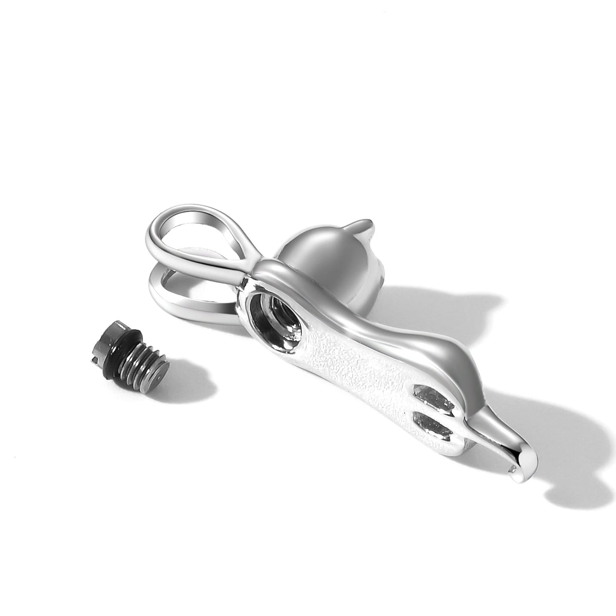 Kitten Perfume Bottle Stainless Steel Titanium Animal Memorial Cremains Design Necklaces