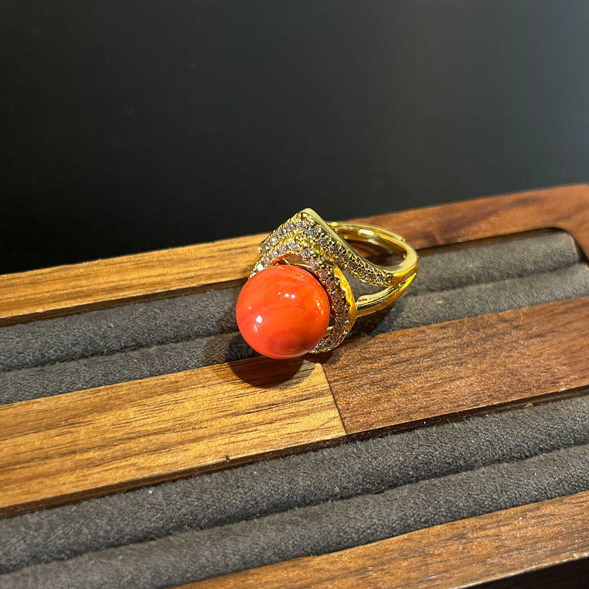 Coral Leather Watch Strap Adjustable Chinese Style Red Jewelry Set