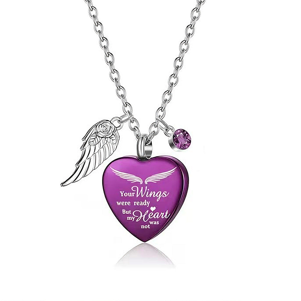Metal Heart-shaped Ashes Purple Commemorative Blue Funeral Pendants