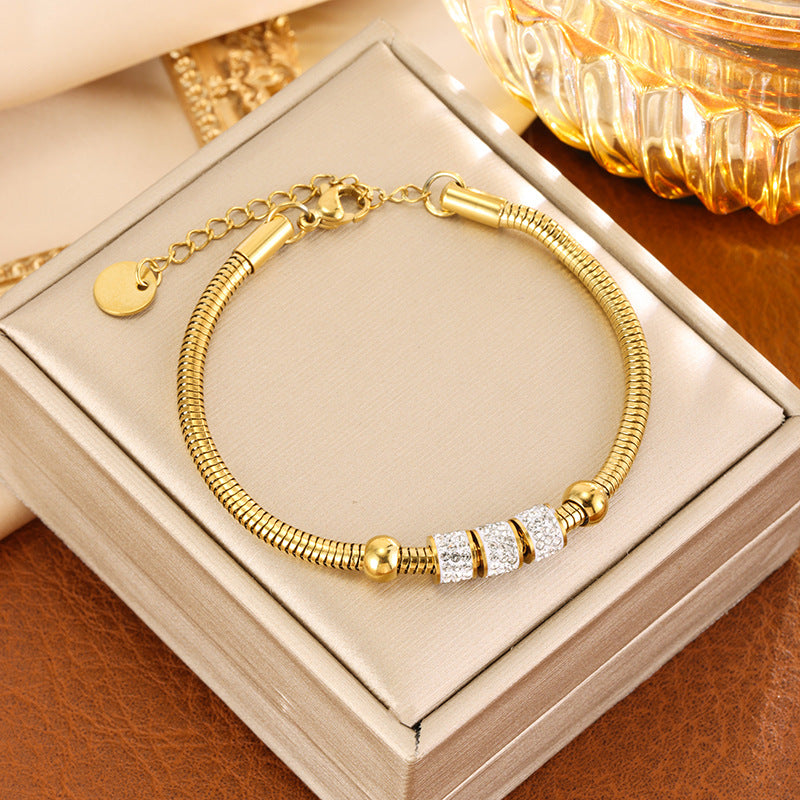 Women's Light Luxury Titanium Steel Snake Bones Chain Gold-plated Sier-plated Full Bracelet