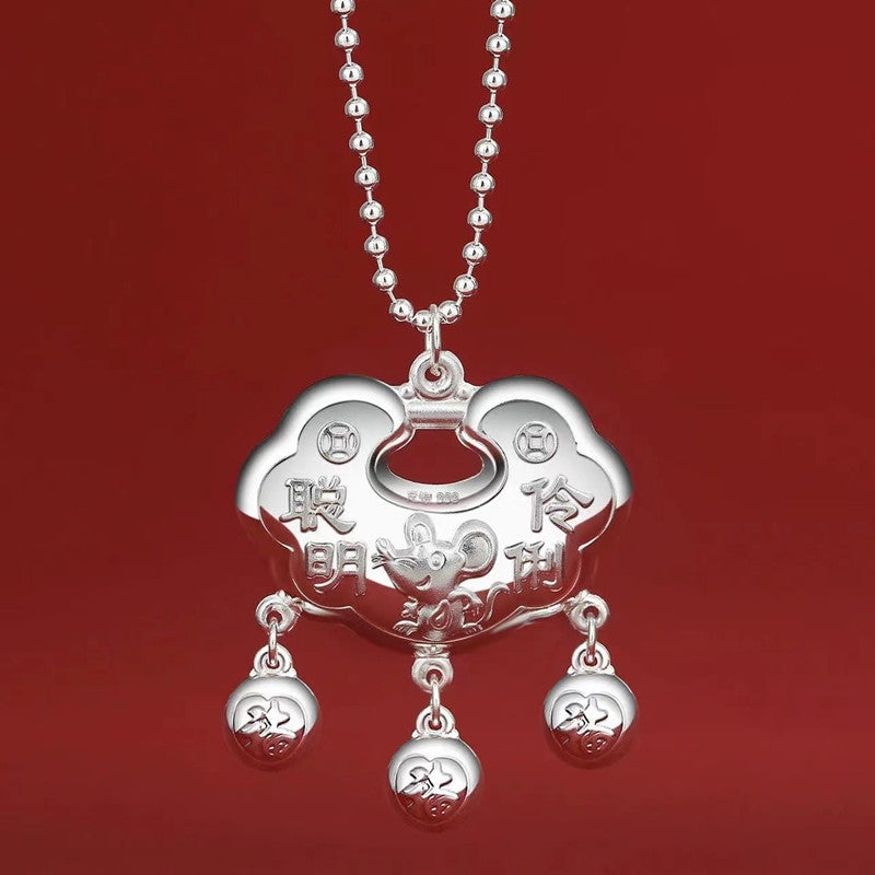 Sier-plated Long Life Sier Lock Years Old Pendant