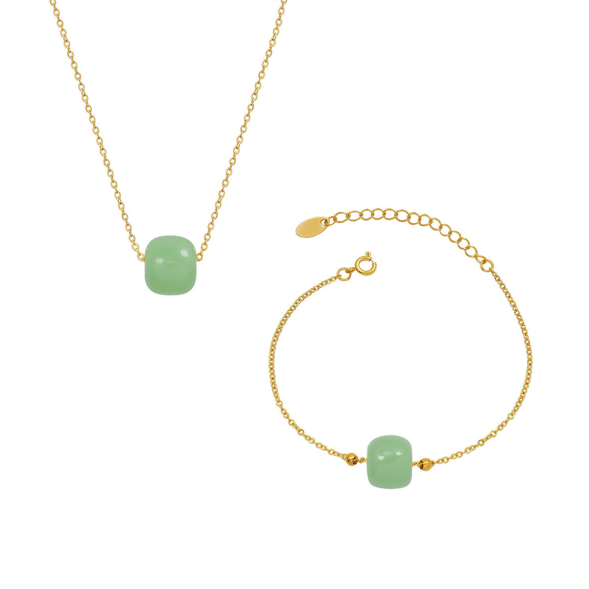 Li Jade Ball Clavicle Chain Simple Jewelry Set