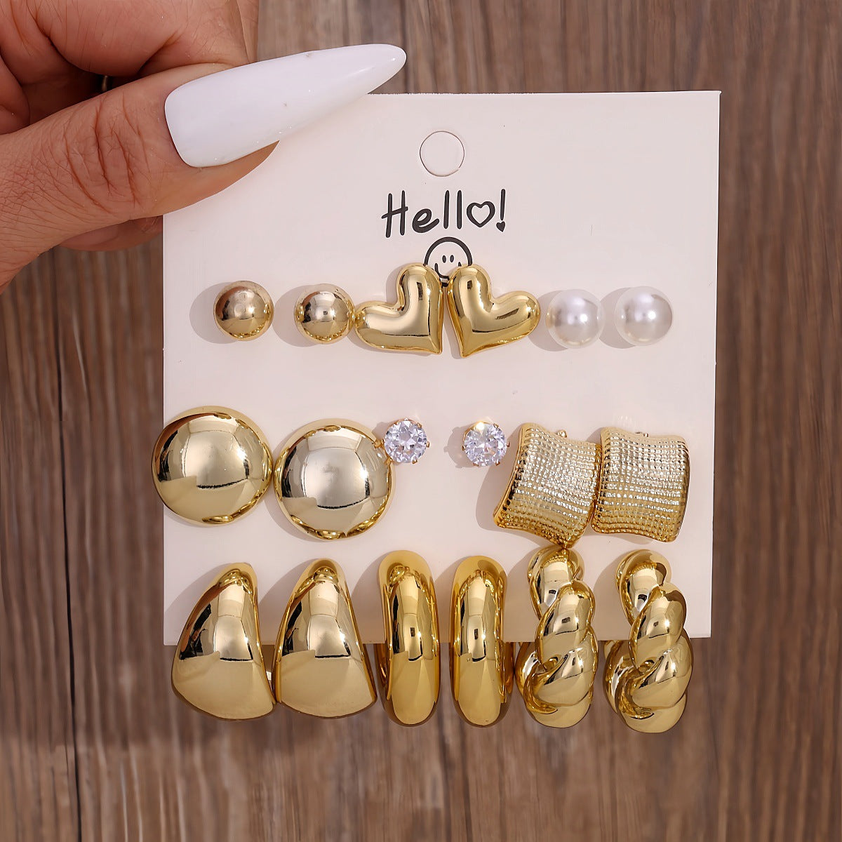 Pairs Storage Combination Versatile Geometric Frosty Earrings