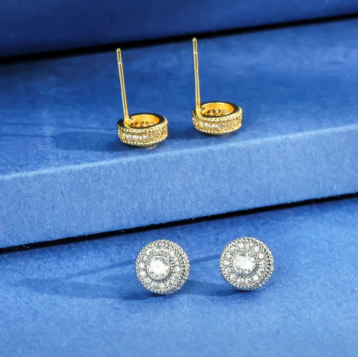 Women's & Men's Hop Full Diamond Micro Inlaid Zircon Round Street Stud Earrings