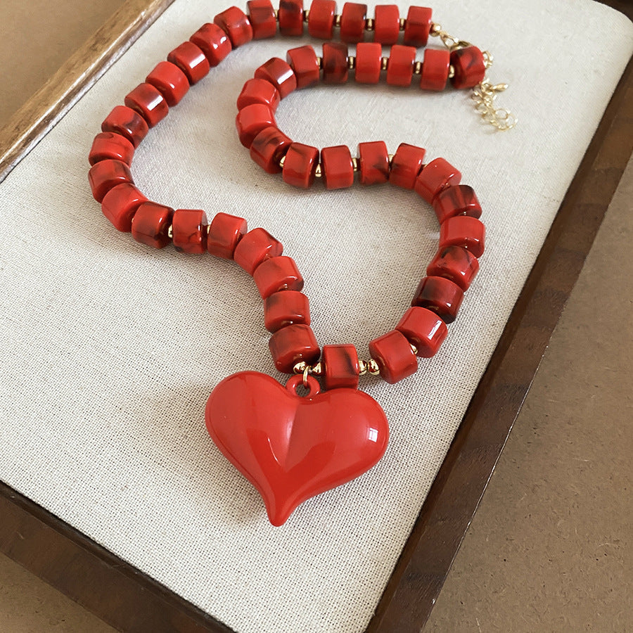 Acrylic Beaded Love Fashion Trend Clavicle Chain Vacation Jewelry Set