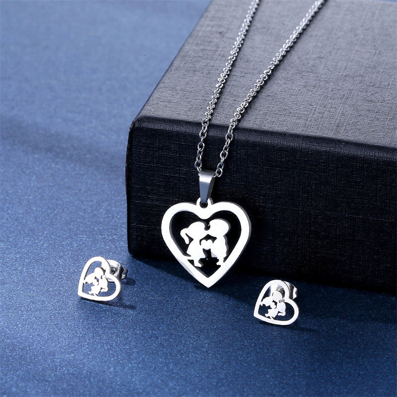 Women's Stainless Steel Suite Fashion Geometry Pattern Animal Love Jewelry Set