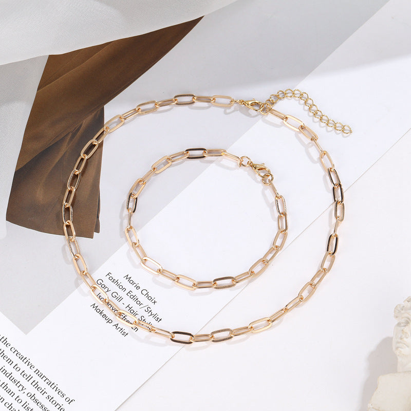 Women's Twin Collarbone Simple Fashion Thick Chain Trendy Jewelry Set