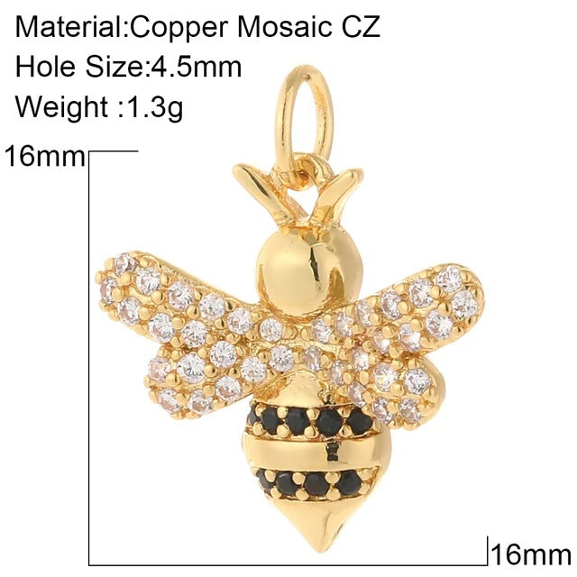 Cherry Bee Copper Animal Plant Golden Pendant