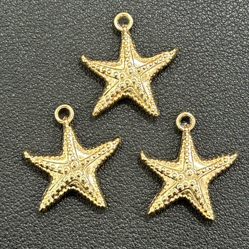Vintage Alloy Starfish Decoration With Gold Pendant
