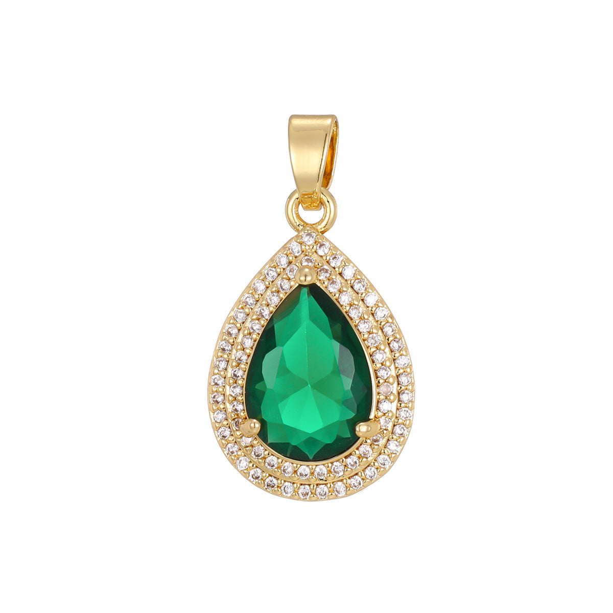 Women's Over Zircon Water Drops Emerald Single Elegant Light Luxury Palace Pendants