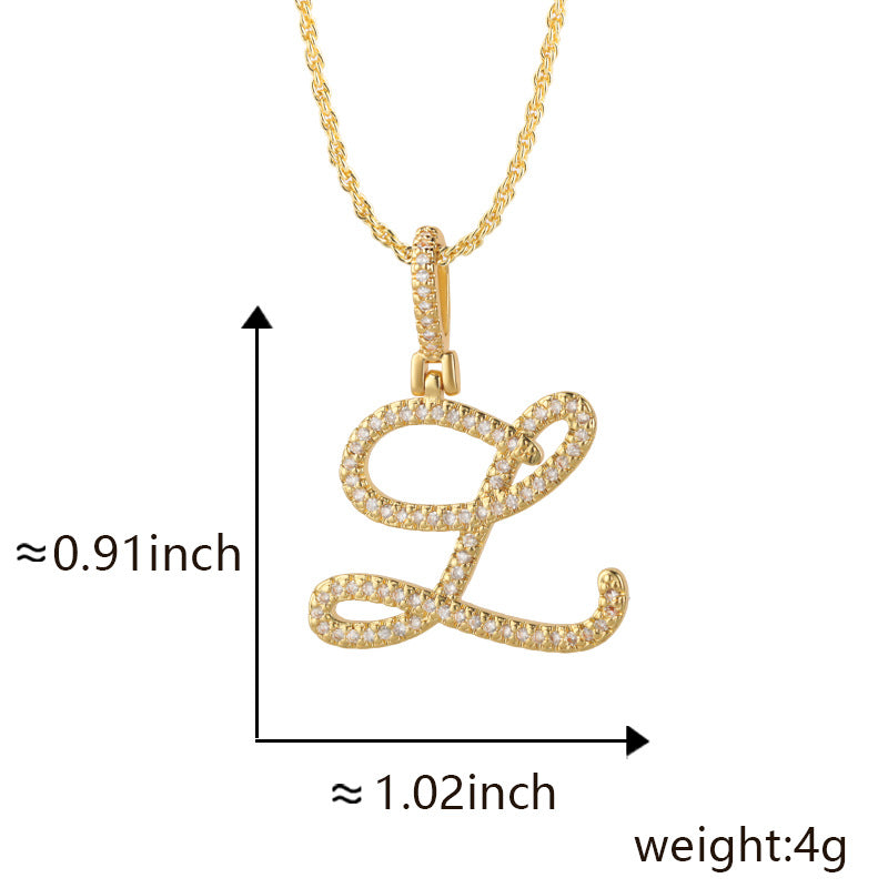 Hop Flower Body Grass English Letter Niche Style Inlaid Zircon Pendants