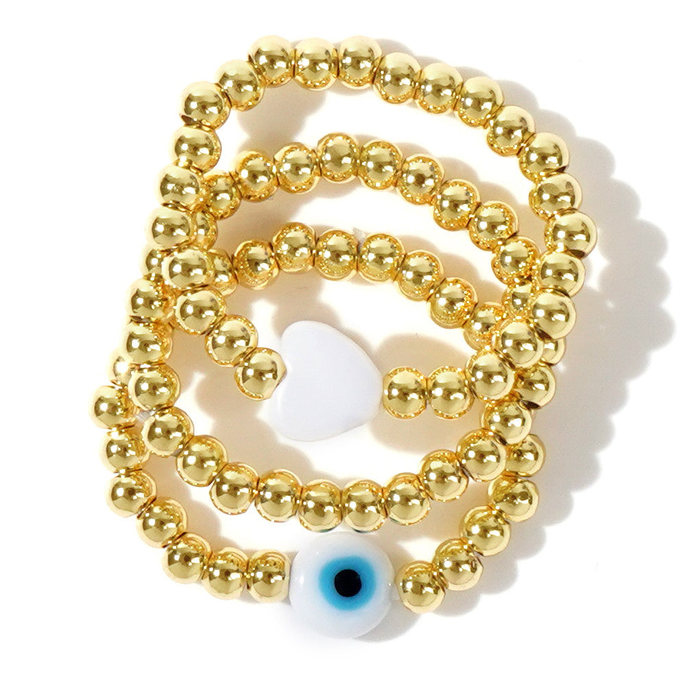Niche Pearl Gold Copper Bead Stacked Bracelet