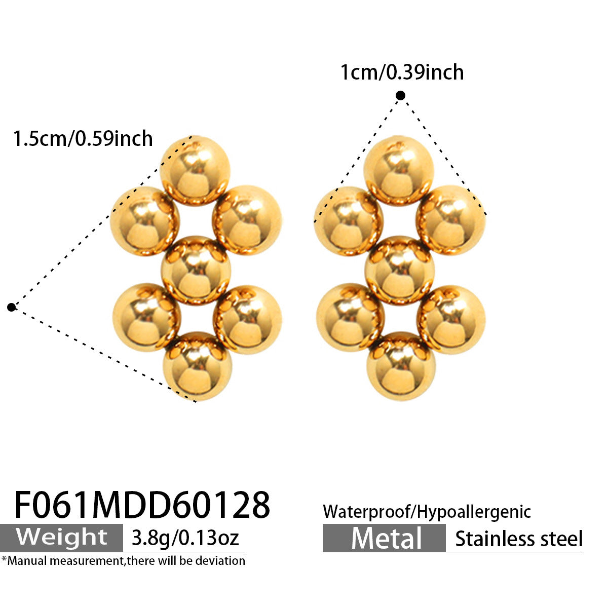 Niche Geometric Steel Ball Stitching Ear Design Fashion Simple Jewelry Set
