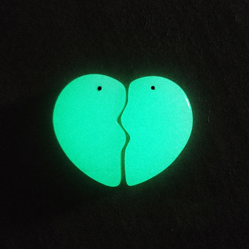 Bright Natural Glowing Stone Heart Luminous Couple Male Pendant