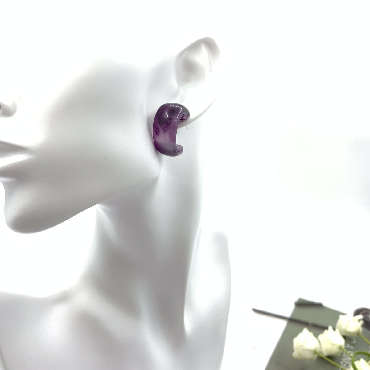 Purple Retro Personalized Style Acrylic Minimalist Stud Earrings