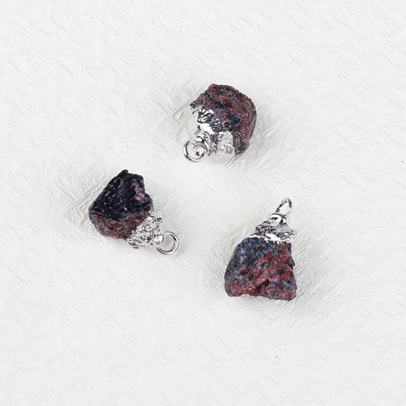 Natural Amethyst Rock Sier Gilded Hemming Irregular Pendants