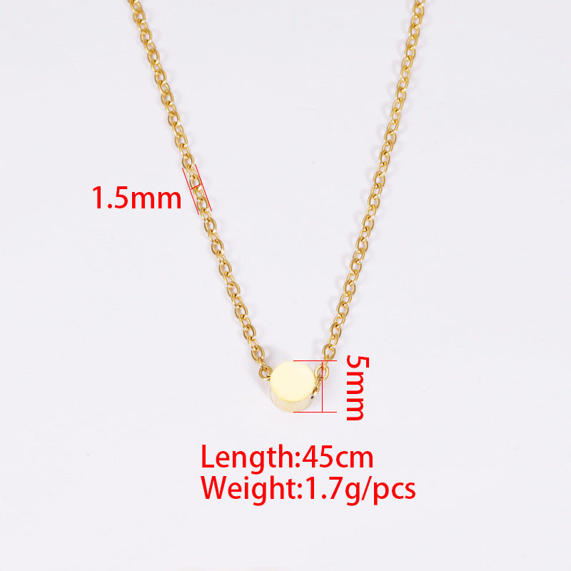 Women's Mirror Stainless Steel Small Beads Bean Simple Necklaces