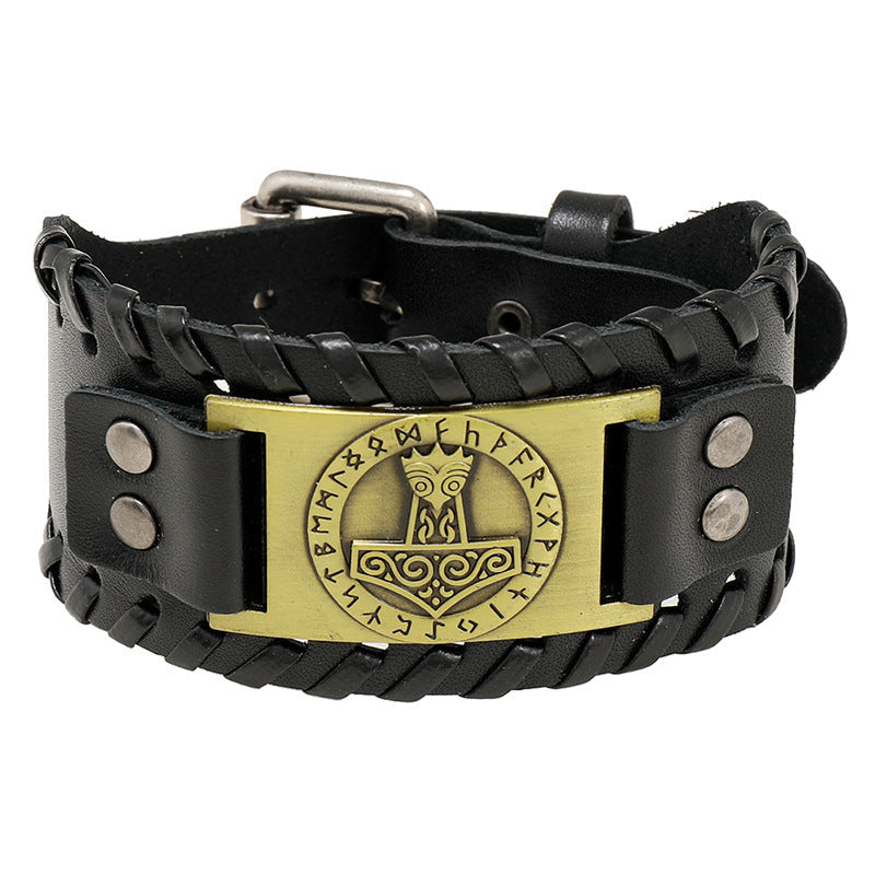 Weave Impactor Cattle Leather Simple Viking Bracelet