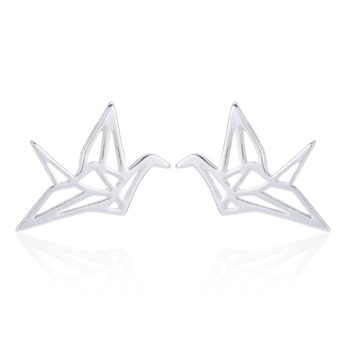 Hollow Bird National Style Small Exquisite Stainless Steel Animal Ear Stud Earrings