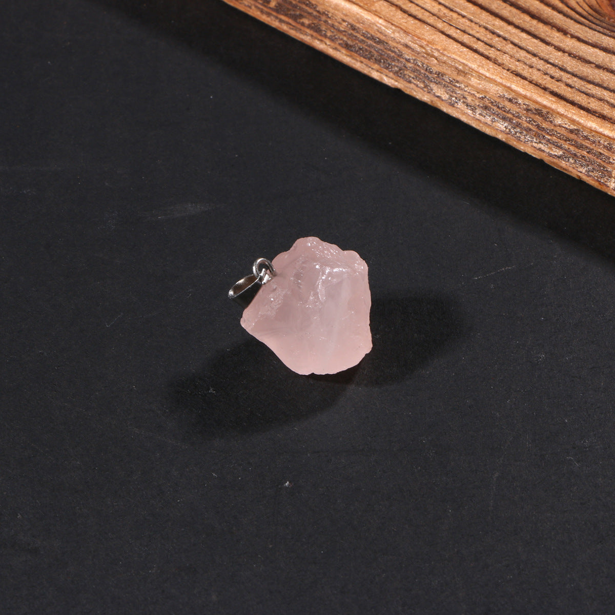 Round Natural Stone Crystal Polished Irregular Small Amethyst Citrine Red Pendant