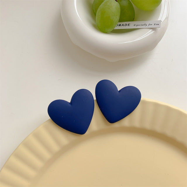 Fashionable Heart-shaped Sier Pin Colorful Peach Earrings