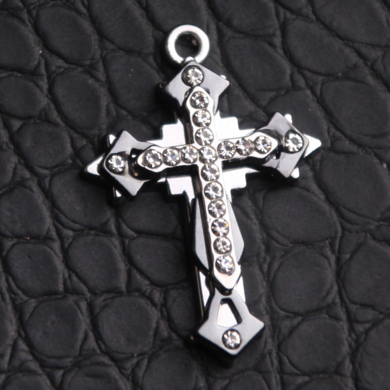 Women's & Men's Cool Diamond Two-color Cross Stitching Alloy Necklaces