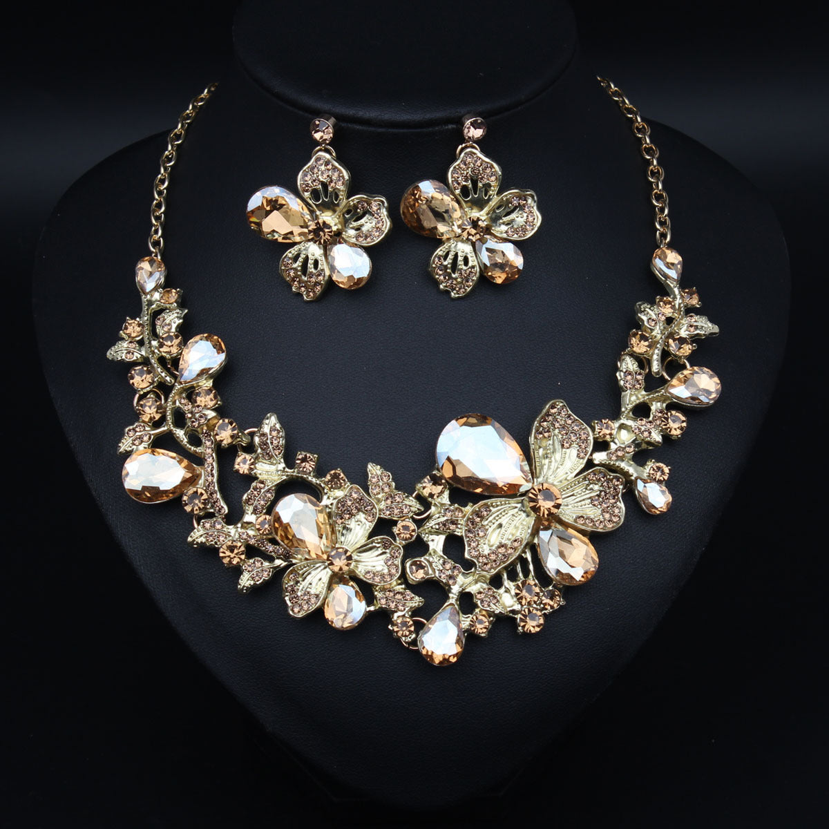 Jewel Flower Crystal Suite Banquet Dress Earrings