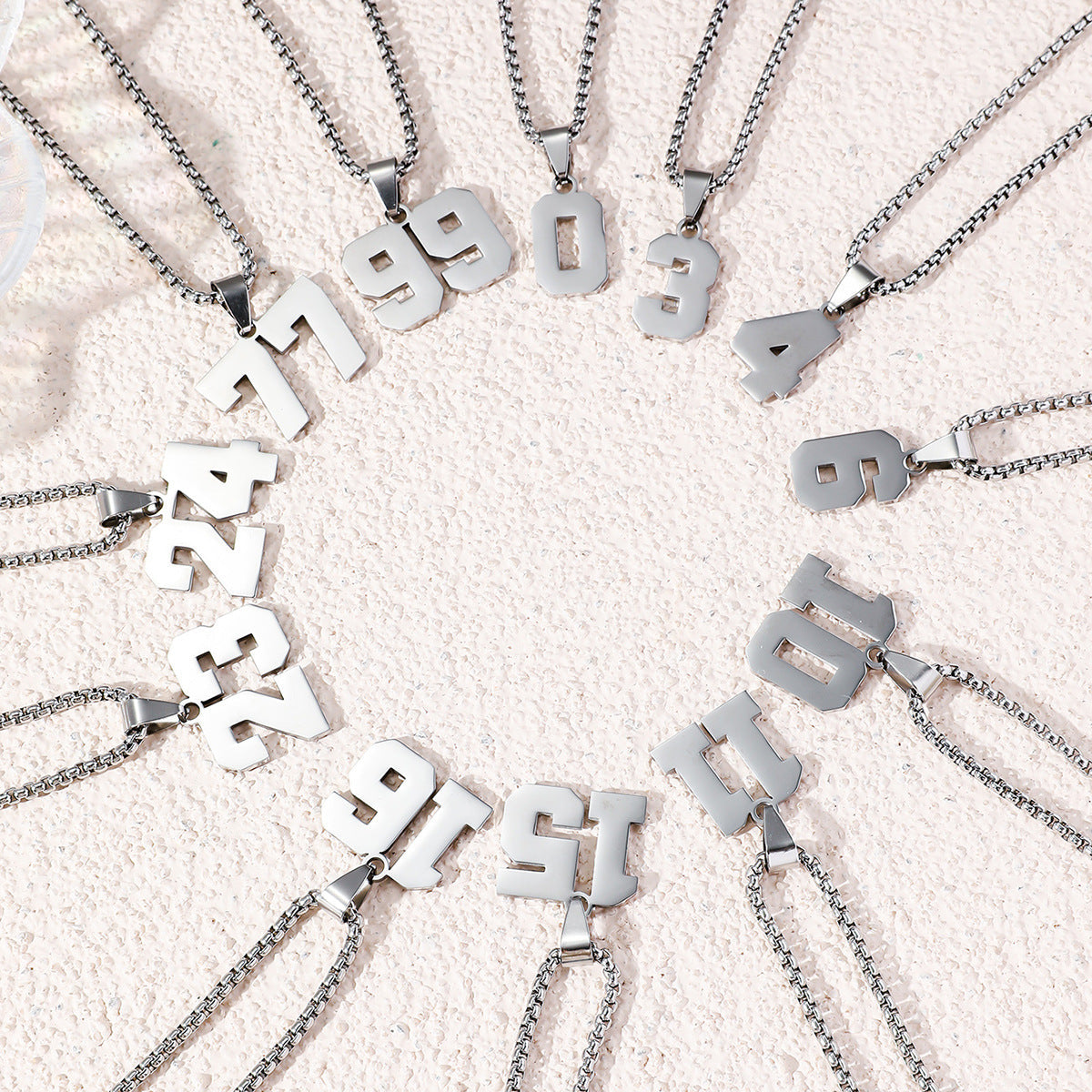Fashion Stainless Steel Double-sided Digital Male Female Personality Hip Hop Necklaces