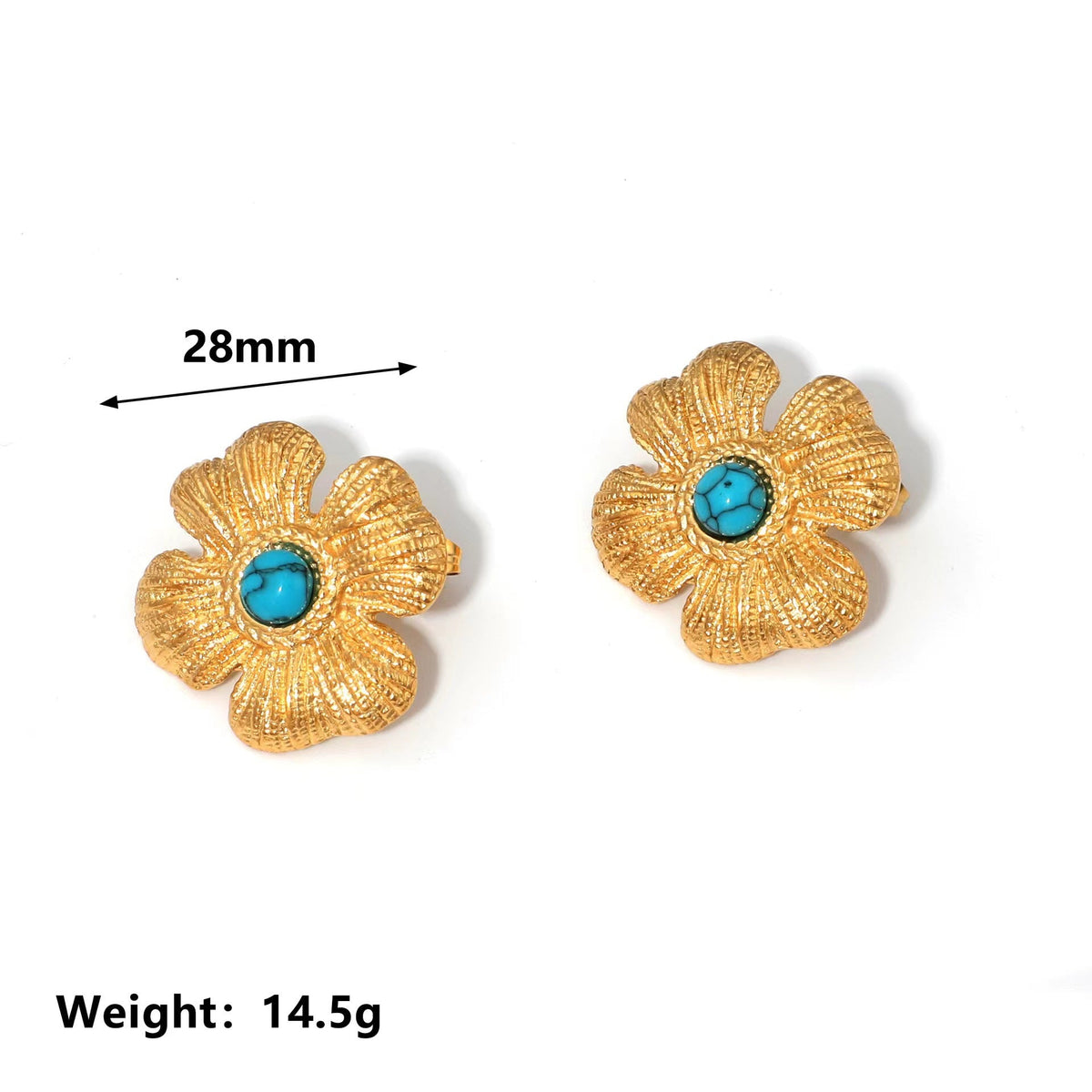 Gold-plated Titanium Classic Style Flower Inlaid Stud Earrings