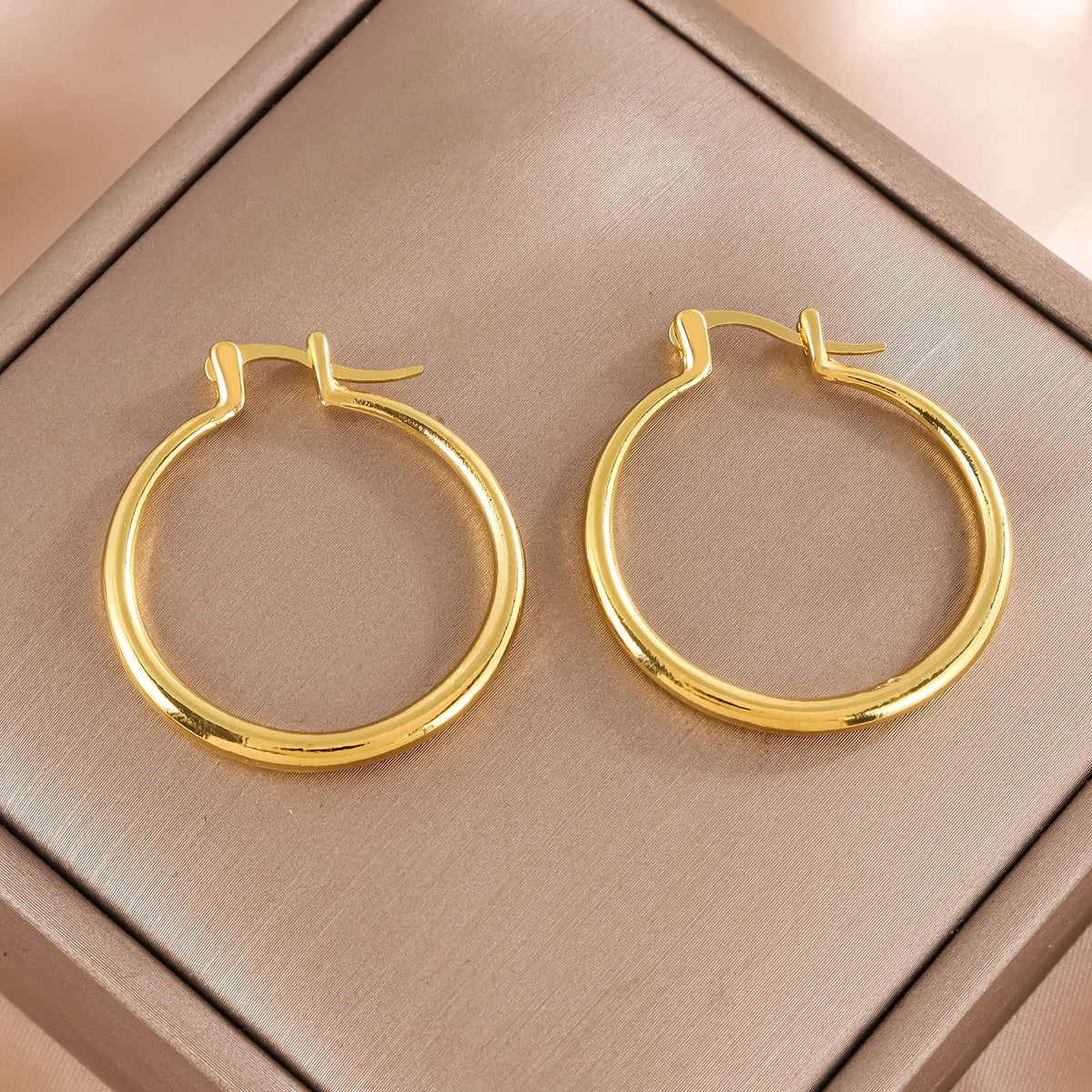 Fashion Simple Gold Large Round Exquisite Earrings