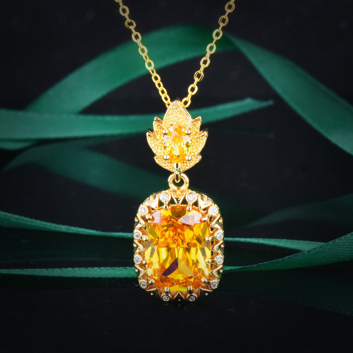 Super Flash High Carbon Diamond Yellow Purple Jewelry Set