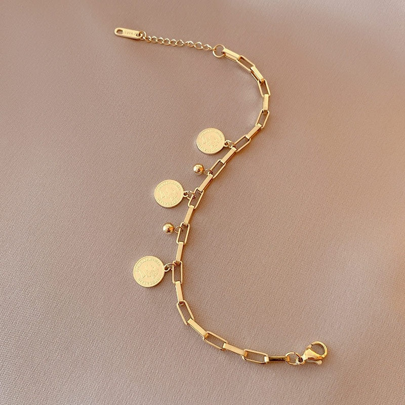 Trendy Hip Hop Cool Queen Round Titanium Steel Bracelets