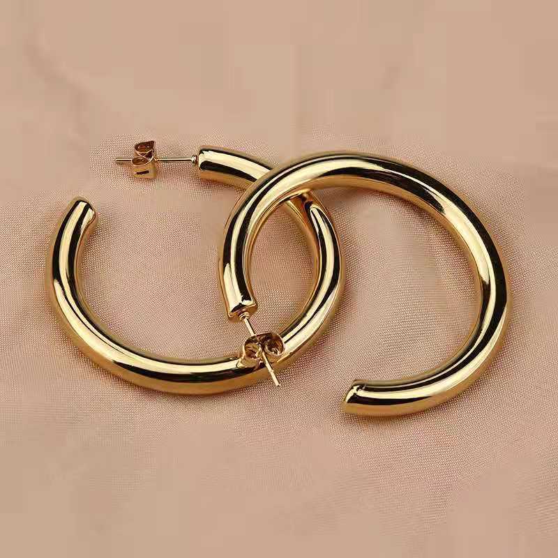 Stainless Steel Type Hollow Tube Thick Fashion Round Rings