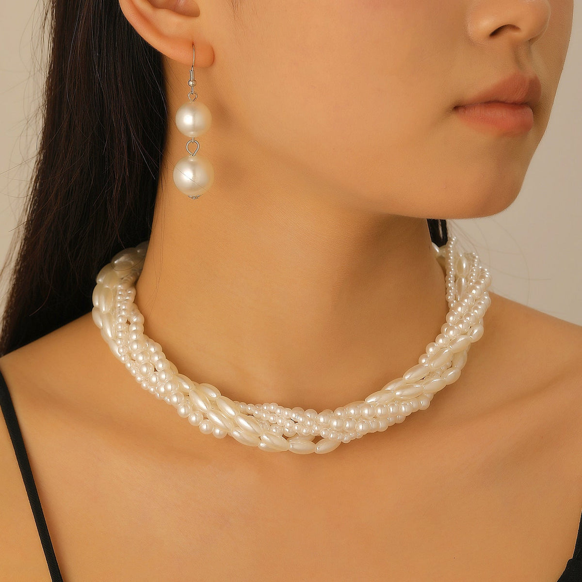 Pearl Female Style Creative Design V-shaped Jewelry Set