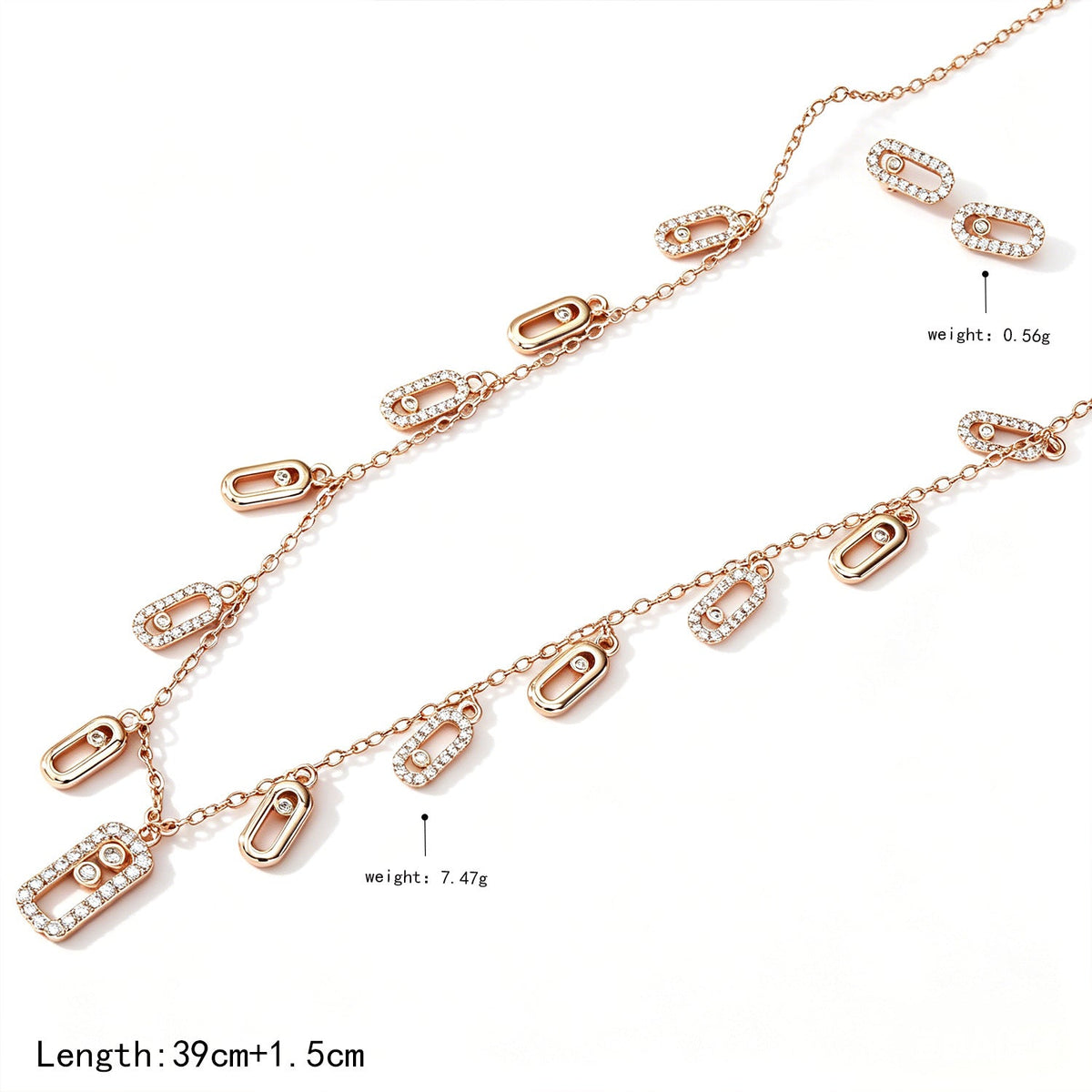 Copper Gold Plated Geometric Pin Ear Jewelry Set