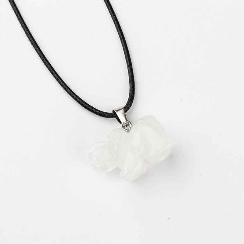 Crystal Carved Natural Agate Stone Tiger Eye Animal Pendant