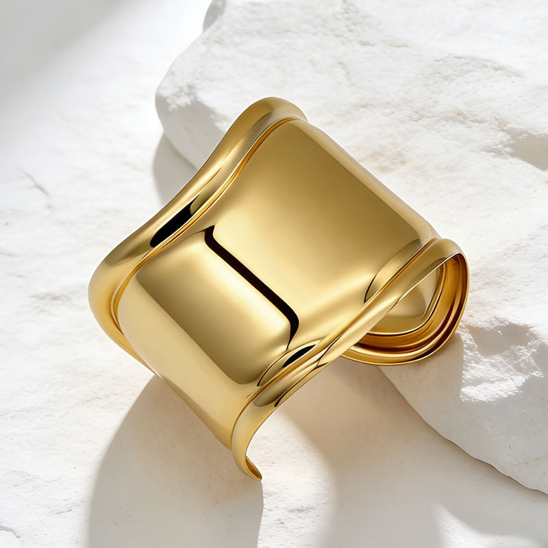 French Simplicity Niche Design Irregular Open Glossy Bracelet